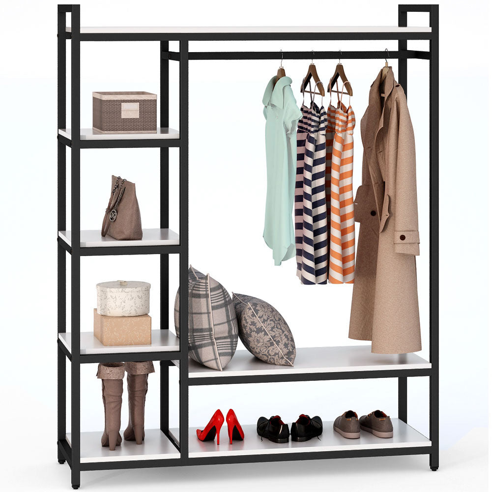 Closet Organizer with 6 Shelves and Hanging Bar